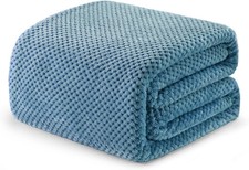 Soft Waffle Fleece Bed Blanket Twin Size 60x80 Inches Slate Blue Plush Thermal