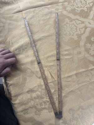 Vintage 35'' LUFKIN RULE CO. No. 49 Brass Folding Rule - Blacksmith type