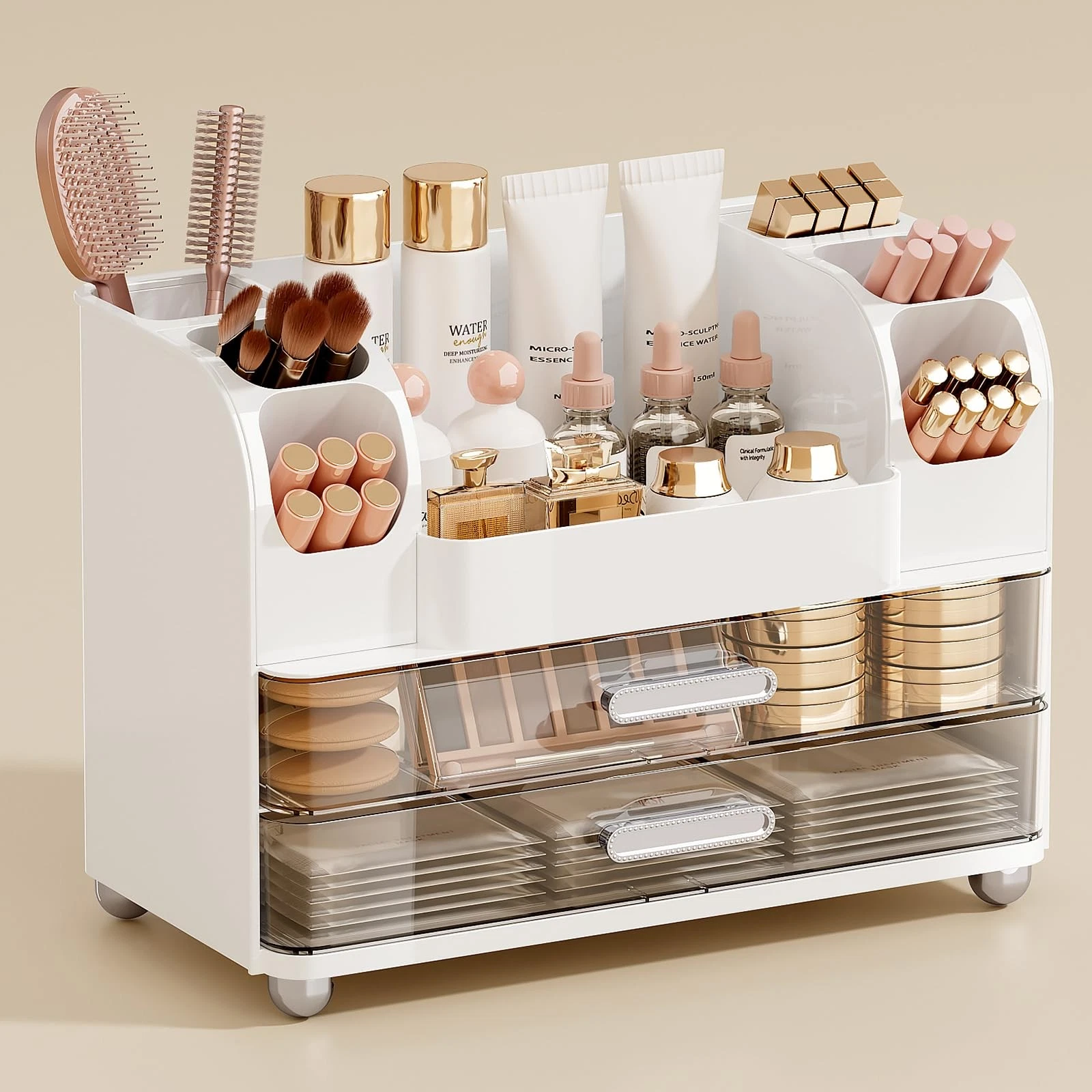 Makeup Organizer for Vanity with 2 Large Drawers, Cosmetic Display Case with ...