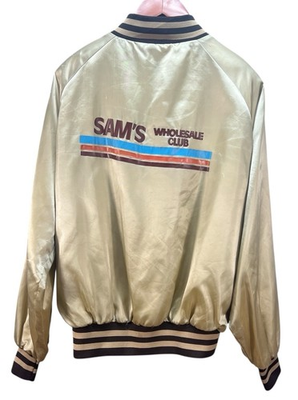 #ad Vtg 80’s Sam#x27;s Wholesale Club Satin Jacket Made USA SAMS Logo on back XL $30.00