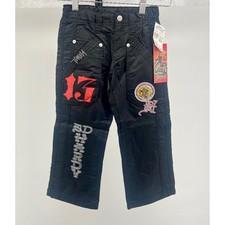 Y2K Ed Hardy Boys Cargo Pants Black Size 6 Embroidered Patches Pockets NWT