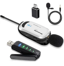 Wireless USB Lavalier Lapel Microphone for MacBook PC Zoom Podcast YouTube 