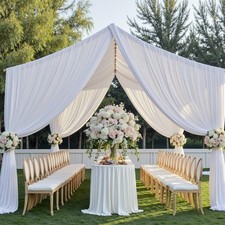 PartyVillage 4 Panels 5ftx20ft White Ceiling Drapes for Wedding Parties   20 ...