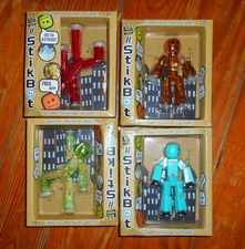4 Zing StickBot People - Blue/Aqua,Green & Red Transparent Persons - NEW in Box!