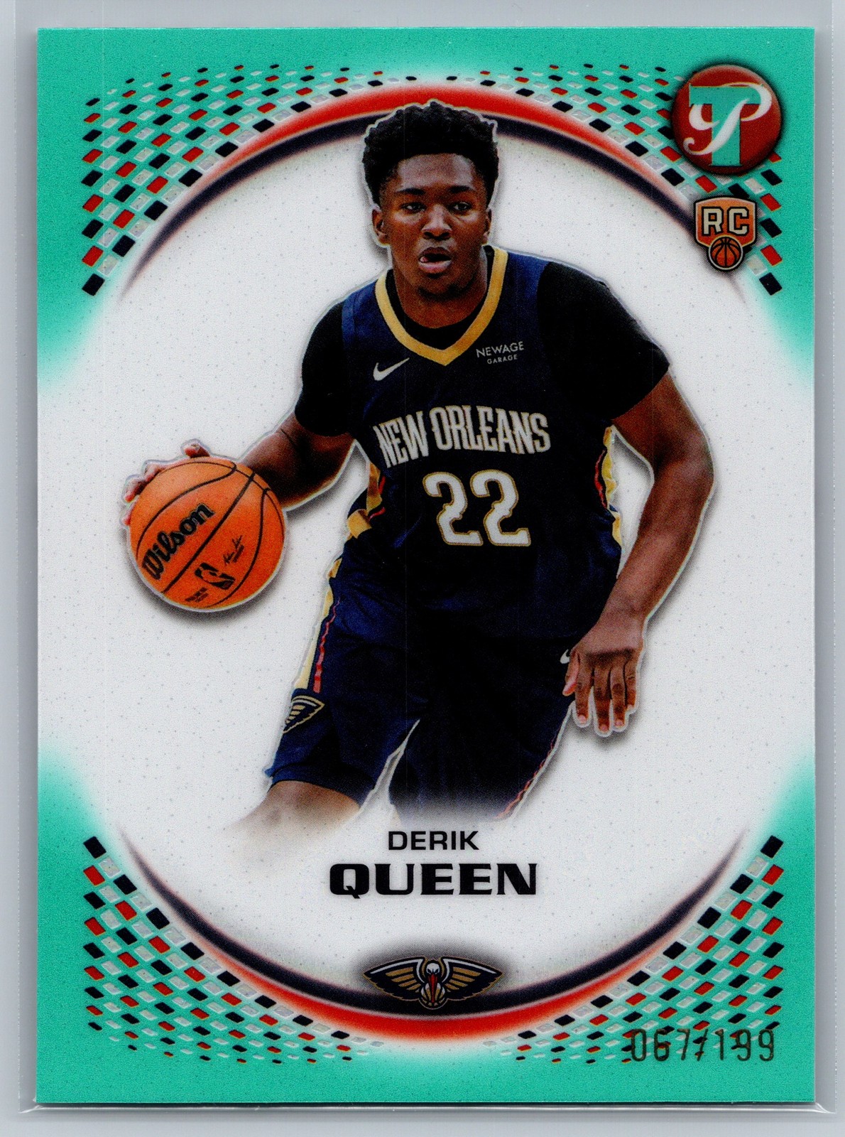 2025-26 Topps Pristine Aqua /199 Derik Queen #115 RC New Orleans Pelicans