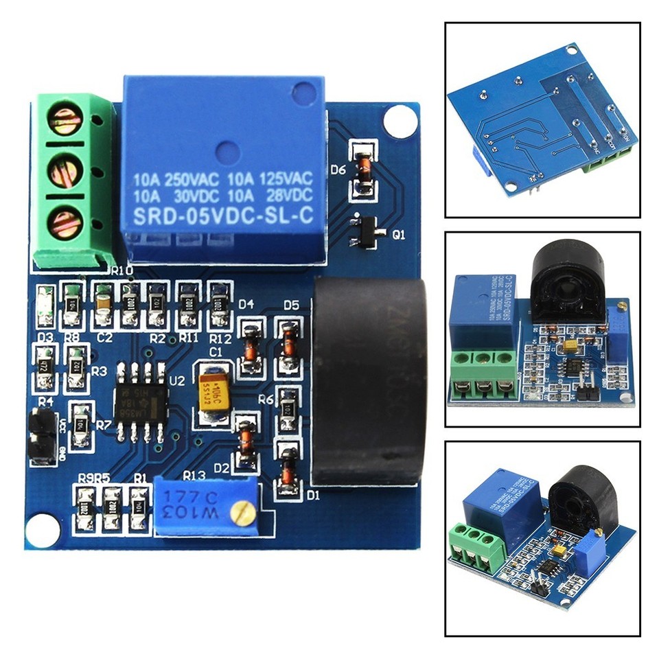 Current Sensor Out Compact 5V Current Detection Sensor for AC 5A with NO Relay for contact ...