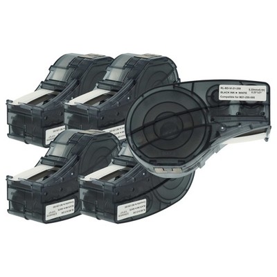 5x Schriftband Ersatz für Brady M21-250-595-WT Schwarz/Weiß Vinyl 6,35mm 6,4m