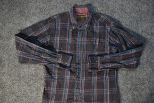 Wrangler Retro Premium LS Shirt Mens Sz Medium Blue Red Plaid Western Pearl Snap