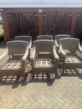 Set of 6 Grey Rattan/Wicker Outdoor Patio Garden Armchairs, Modern 75x70x90