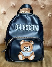 Mochino Rucksack Teddy Leder Schwarz Damen Herren Unisex