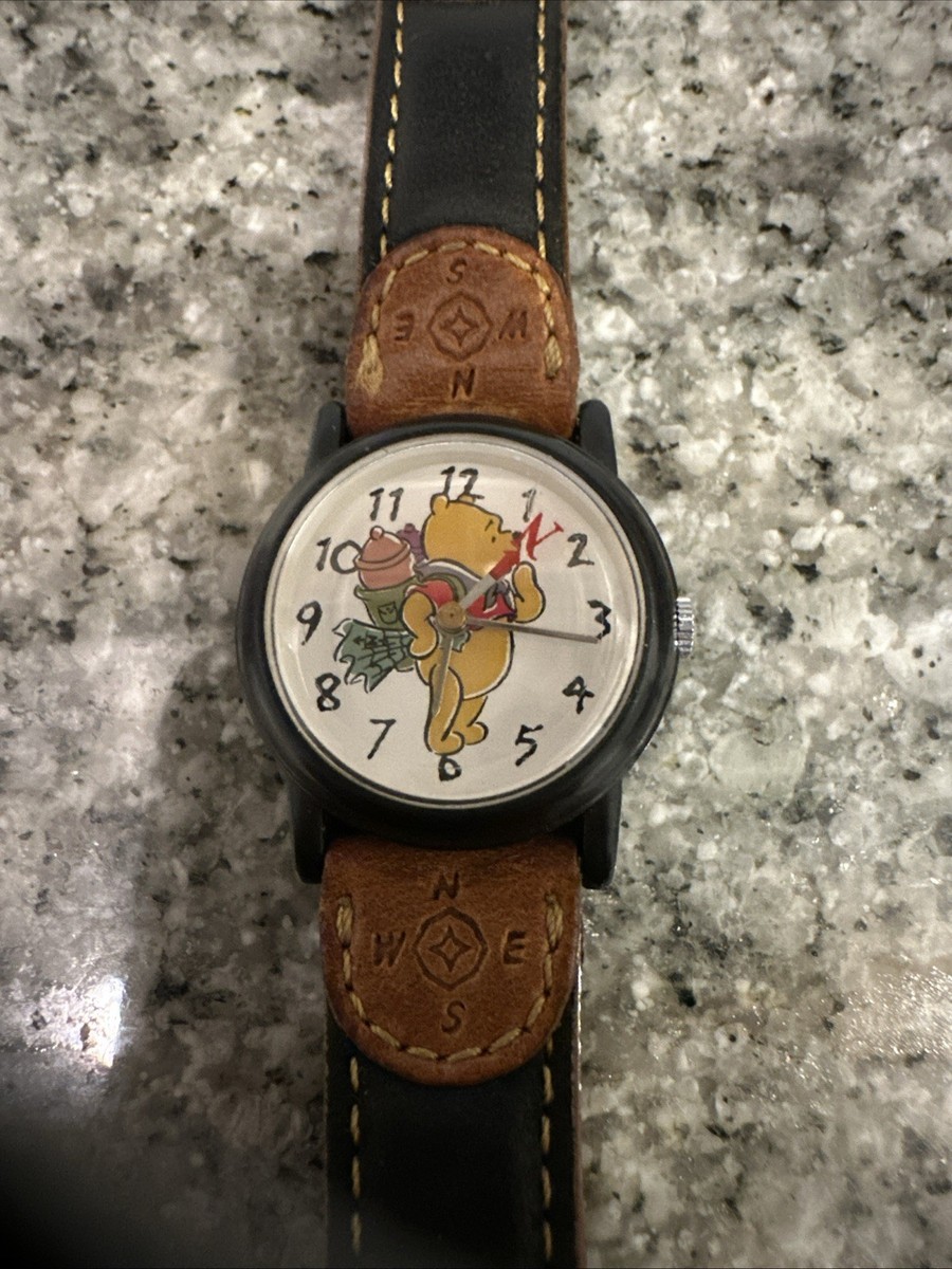 *Sale* Timex Disney Winnie the Pooh Unisex Watch Brown Leather Band The Disney Store Exclusive Winnie the Pooh Watch- Vintage  main image 2
