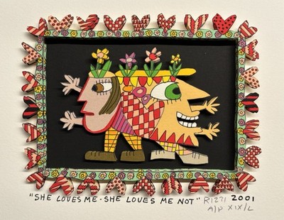 James Rizzi: original 3D SHE LOVES ME - SHE LOVES ME NOT, handsigniert, sold out