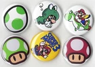 Super Mario NES Vintage Nintendo Gamer - 1" inch Button Set - x6 Lock Pin