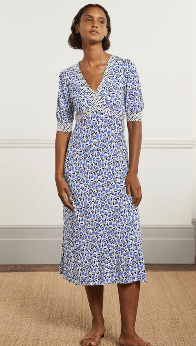 NWOT Boden Eva Jersey Midi Tea Dress, Bluebell, Sz 10, $198 | eBay