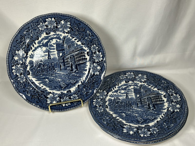 VTG 3 Royal Tudor Ware 1828 Coaching Taverns Salad Plate 7 7/8  Staffordshire