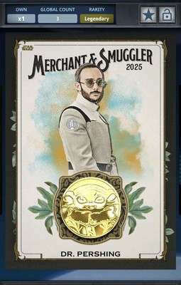 5cc DR PERSHING GROGU COIN RELIC BLACK MERCHANT & SMUGGLER Star Wars Card Trader