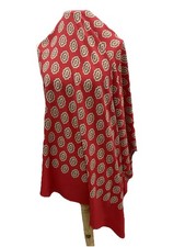 S46 Yves Saint Laurent Red Silk Scarf Vintage Mosaic Print 65/35 Inch