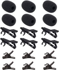 6 Pieces Lavalier Microphone Metal Tie Clips, 6 Lapel 6 Pack, Black