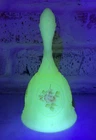 VTG Fenton Hand Painted Floral Uranium Custard Glass Bell Signed