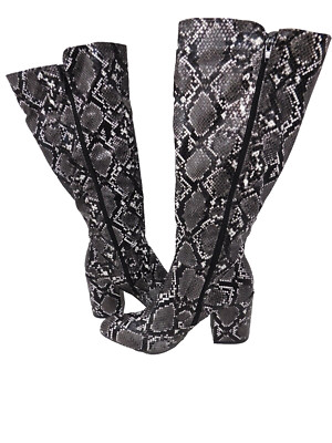 Journee Collection Women's Boots Block Black Gray Snake Textured Tavia Size 7 WC