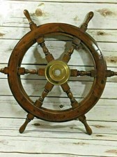 Volant bateau teck 24 pouces bois style ancien laiton centre nautique