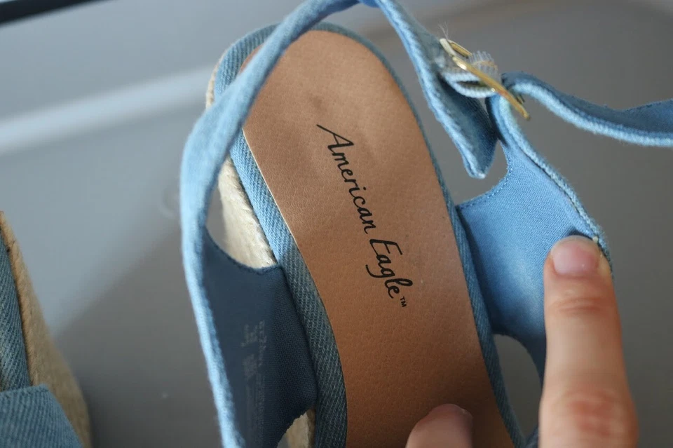 American Eagle Women's Blue Denim Wedges Size 7 - Image 3 of 4