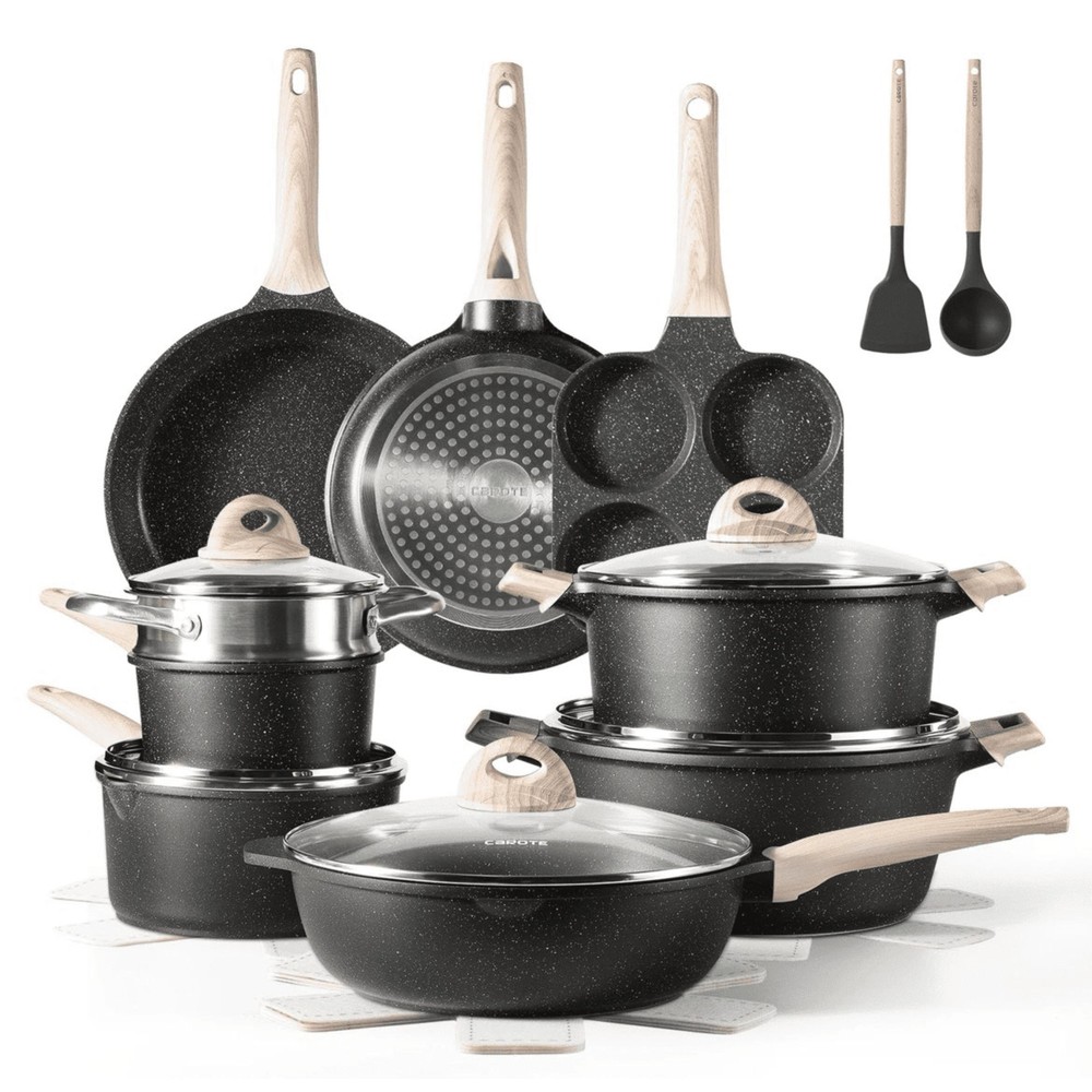 Carote A08637 Nonstick Pots and Pans Set, 22 Pcs Non Stick Induction Kitchen