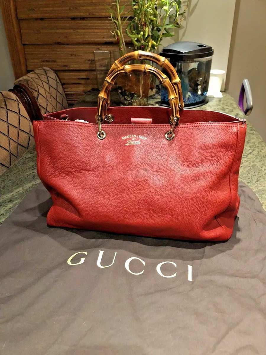 Authentic Gucci Bamboo Shopper Large Leather Tote