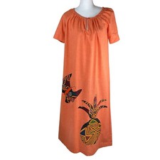 VTG Tribal Wearable Art Textile Dress Caftan Handmade Butterfly Pineapple Panama