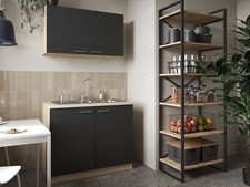Meuble Sous Évier Meuble Haut Cuisine 100 Cm Chêne Sägerau Noir Merle Respekta