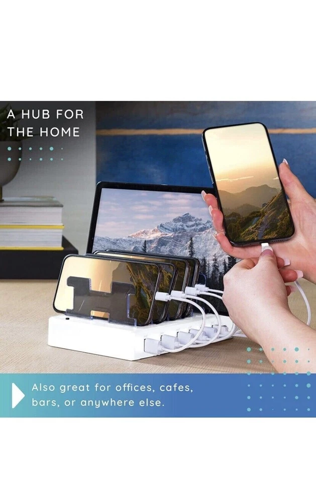 Estación de carga Hercules Tuff para múltiples dispositivos - 6 puertos (blanco) Foto 4 de 4