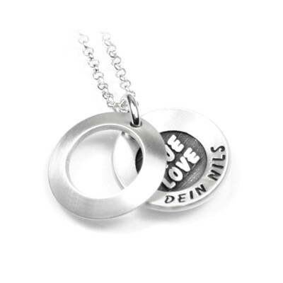 Schmuck Anhänger Medaillon 925 Silber individuelle Gravur TRUE LOVE PSD2 KE2