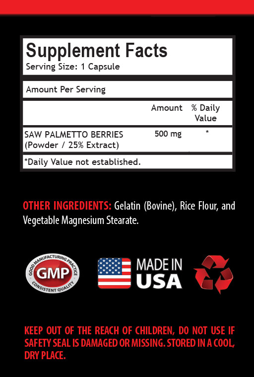 testosterone pills - SAW PALMETTO BERRY 500MG 100 Capsules - booster 1 Bottle
