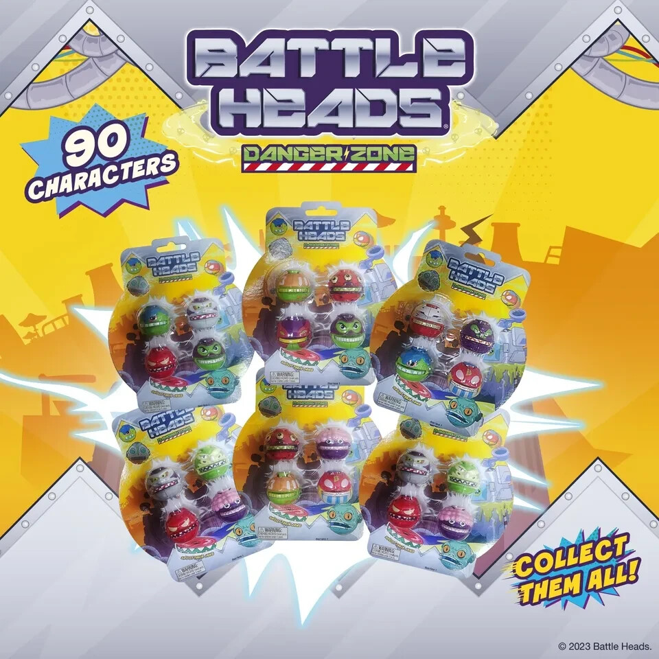 Battle Heads 8 Battle Heads Pack 2 X  packs of 4 Battle Heads Danger Zone.