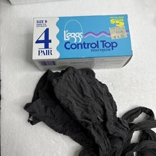 Leggs 2 Pairs Control Top Pantyhose Sheer Toe Off Black Size B