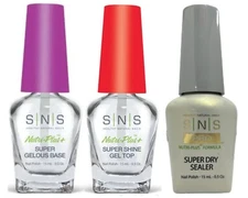 SNS Dip Liquid Nutri-Plus 3 pcs- Gelous Base,Sealer Dry & Shine Gel Top- 0.5 oz