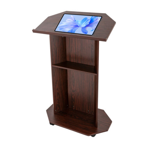 46" Woood Podium Conference Pulpit Podium Speech Church Lectern Stand Brown - Picture 2 of 17