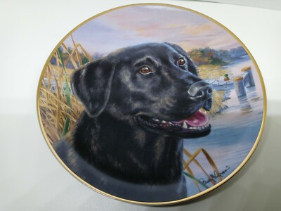 FRANKLIN MINT HEIRLOOM COLLECTION FINE PORCELAIN 8'' PLATE AWAITING HIS MASTER'S
