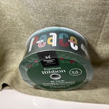 Member's Mark Prem Wired Edge Holiday Christmas Ribbon 2.5" W x 50 Yards  Peace  