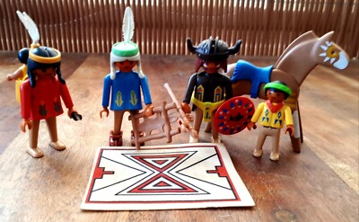 Playmobil Lote indios antiguo vintage oeste western vaqueros tipi