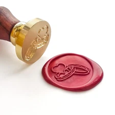 Wax Sealing Stamper,  Hearts & Rings Seal Stamp with Rosewood Handle, Decorating