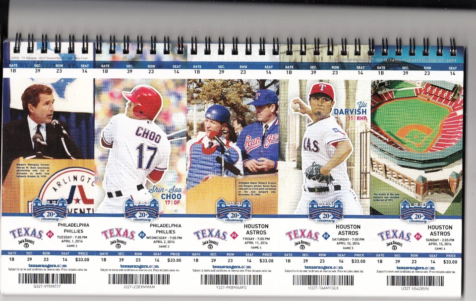 2014 TEXAS RANGERS SEASON TICKET BOOK SET ALL 82 GAMES MINT YU DARVISH - Image 2 of 2