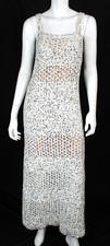 CHANEL 2023 23C White Sequined Cotton Crochet Open-Knit Maxi Dress 34
