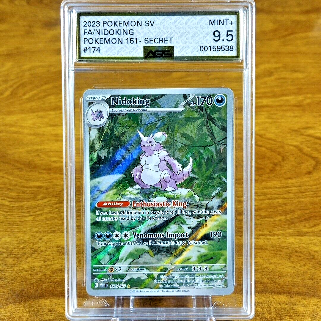 Pokemon SV 151 Nidoking 174/165 AGS Mint+ 9.5 Full Art Holo Secret