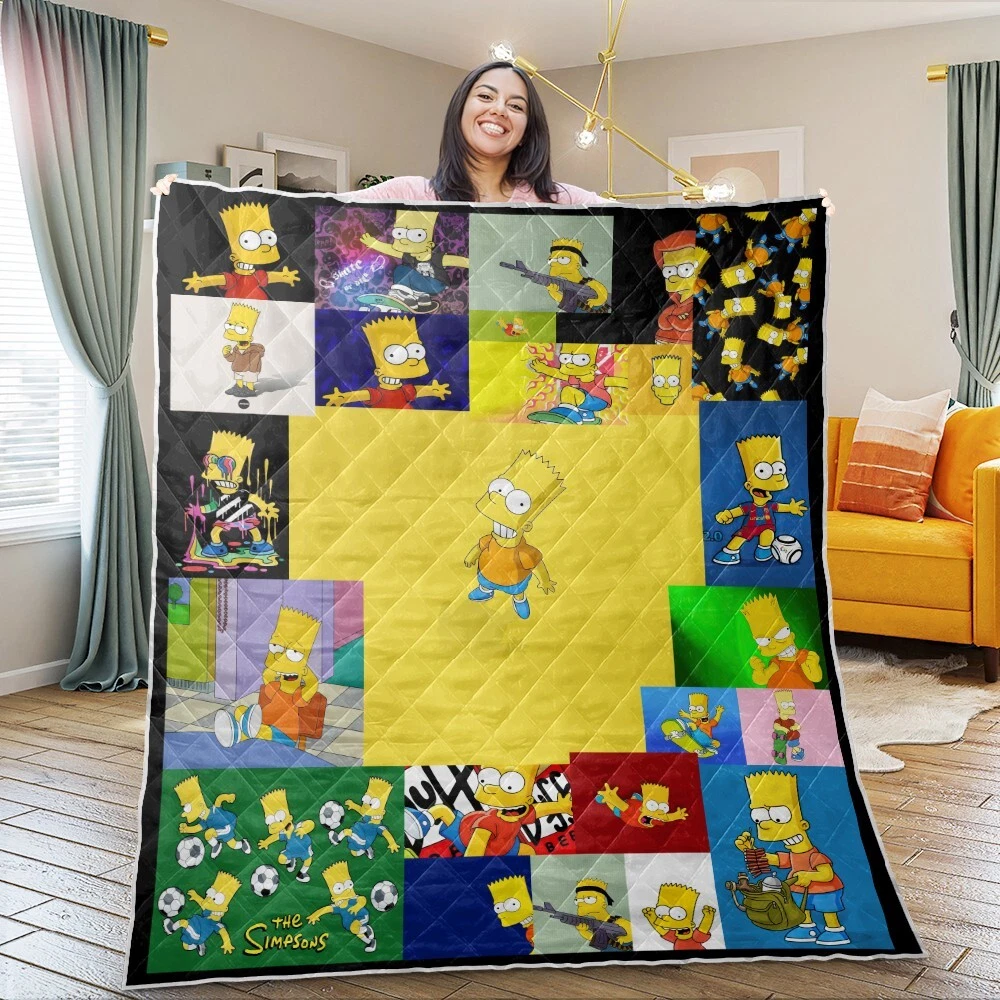 Bart Simpson Quilt, The Simpsons Quilt Blanket Super Soft Comfy Warm Plush