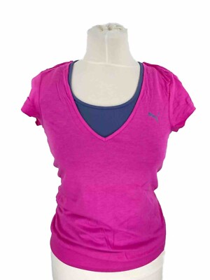 PUMA Damen Shirt 2 in 1 Sportshirt Trend Tee Kurzarm Logo Sport Gelb oder Pink