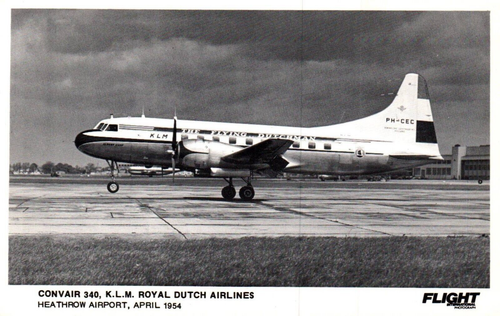 Convair K.L.M. Royal Dutch Airlines Heathrow Airport UK 1954 Vintage Postcard - Picture 1 of 2