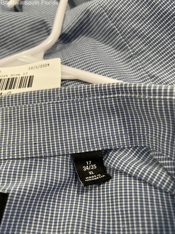 DKNY Mens Blue Long Sleeve Stretch Slim Fit Dress Shirt Size 17 eBay