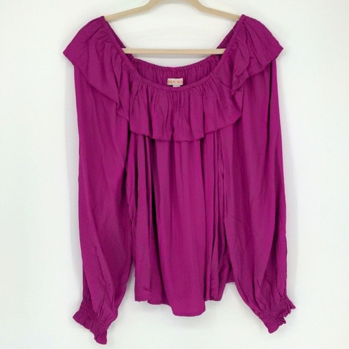 Magenta Ruffle Blouse Knox Rose Magenta Ruffle Off the Shoulder Long Sleeve Blouse Shirt Size ...