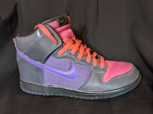 black and purple nike high tops